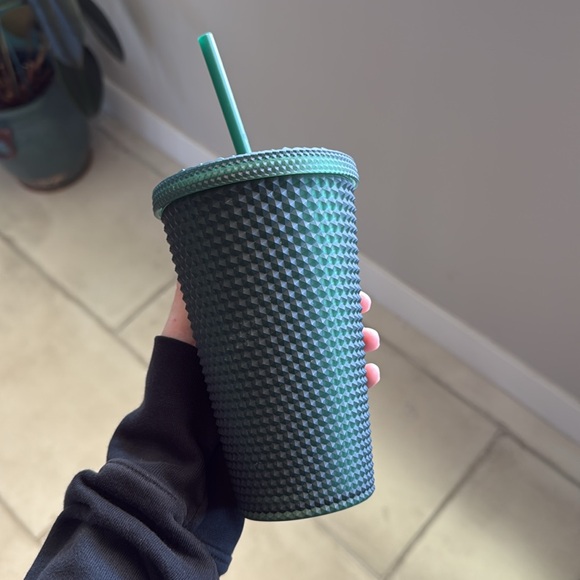 16oz matte dark green studded Starbucks cold cup tumbler, lightly used - Picture 2 of 2